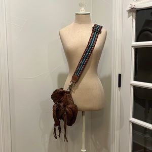 Free People Big Leather Purse with Rainbow Strap